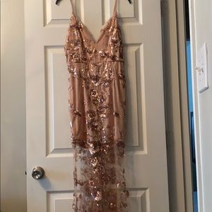 Rose Gold Sequin Floral Dress